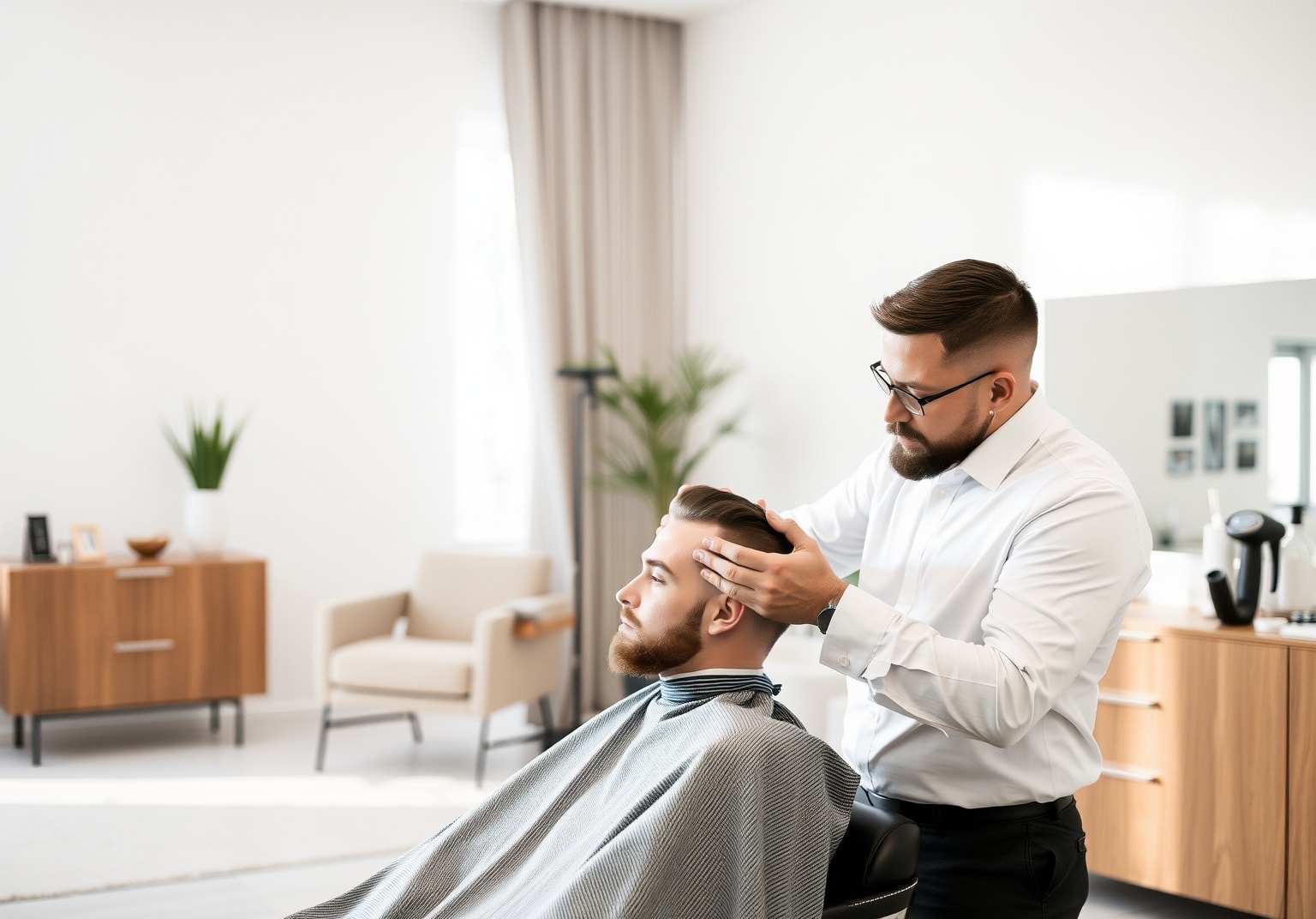 Professional barber at work